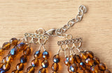 Brown Dark Blue Crystal Faceted Beaded Glass Multi Strand Statement Necklace - Rebecca