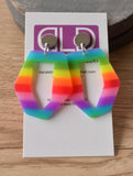 Colorful Rainbow Big Geometric Acrylic Statement Dangle Earrings - Mia