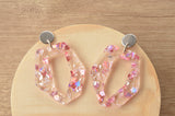 Blue Orange Pink Purple Gold Acrylic Lucite Big Statement Earrings - Mia