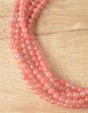 Pink Cherry Quartz Statement Beaded Chunky Faceted Stone Necklace - Tara