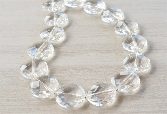 Clear Acrylic Lucite Beaded Chunky Statement Necklace - Genevieve
