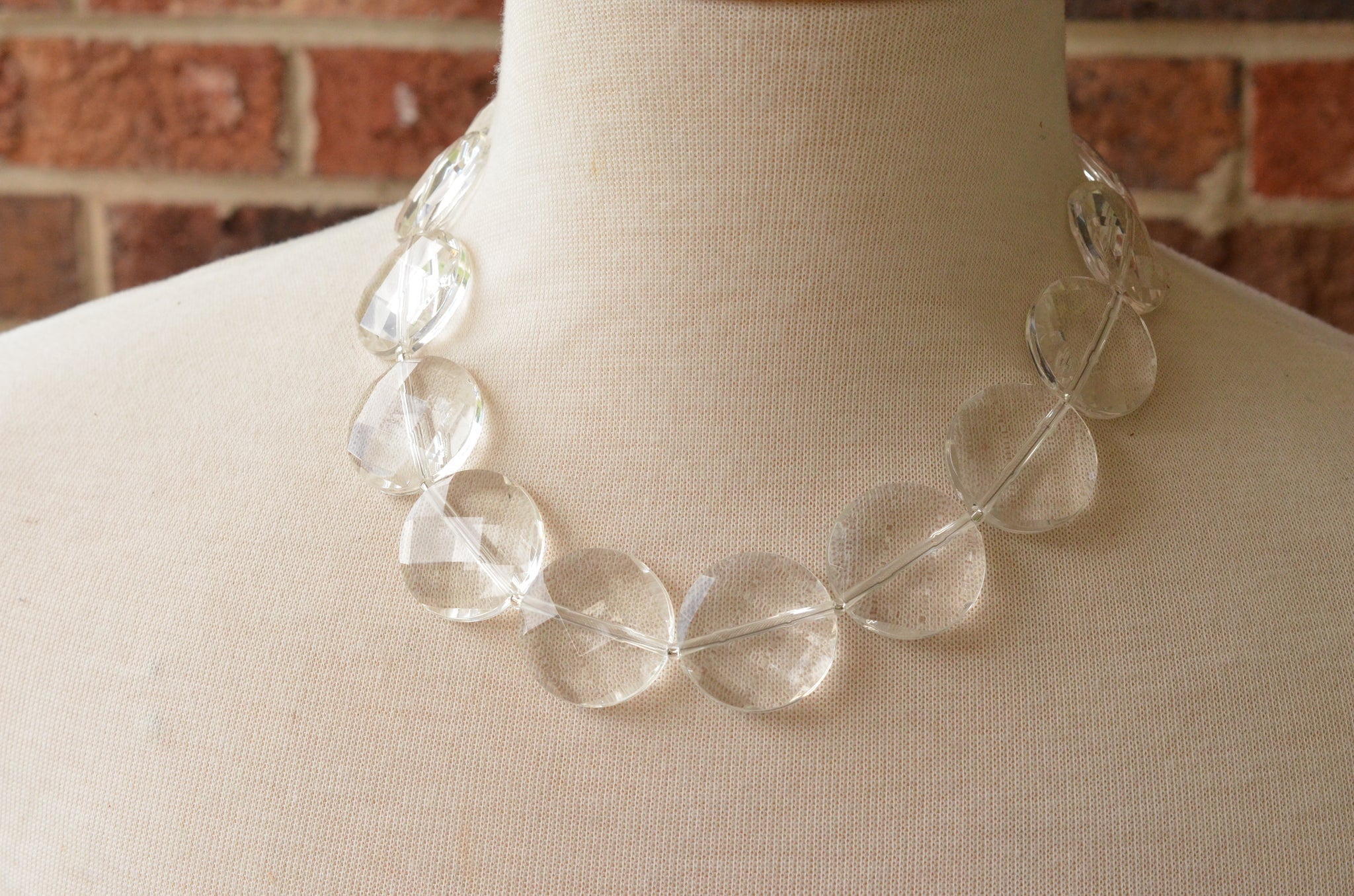 Clear Acrylic Lucite Beaded Chunky Statement Necklace Genevieve