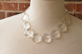 Clear Acrylic Lucite Beaded Chunky Statement Necklace - Genevieve