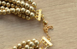 Gold Matte Beaded Acrylic Chunky Multi Strand Statement Necklace - Alana