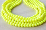 Neon Yellow Acrylic Lucite Bead Chunky Multi Strand Statement Necklace - Alana