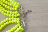 Neon Yellow Acrylic Lucite Bead Chunky Multi Strand Statement Necklace - Alana