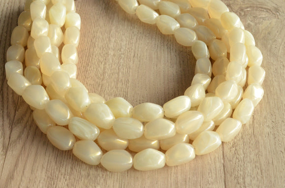 Cream Lucite Acrylic Bead Statement Chunky Necklace - Penelope