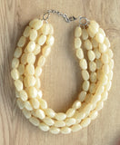 Cream Lucite Acrylic Bead Statement Chunky Necklace - Penelope