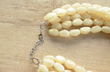 Cream Lucite Acrylic Bead Statement Chunky Necklace - Penelope