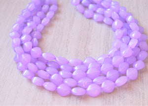 Lilac Purple Statement Lucite Beaded Chunky Multi Strand Necklace - Minnie