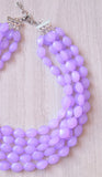 Lilac Purple Statement Lucite Beaded Chunky Multi Strand Necklace - Minnie