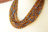 Brown Dark Blue Crystal Faceted Beaded Glass Multi Strand Statement Necklace - Rebecca