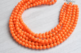 Orange Acrylic Lucite Bead Chunky Statement Necklace - Alana