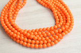 Orange Acrylic Lucite Bead Chunky Statement Necklace - Alana