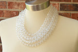 Clear Faceted Beaded Acrylic Multi Strand Chunky Statement Necklace - Evelyn