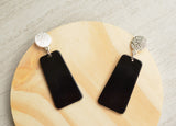 Black Acrylic Lucite Dangle Big Womens Statement Earrings - Nevaeh