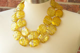 Yellow Acrylic Beaded Chunky Multi Strand Statement Necklace  - Flora