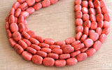 Pink Black Beaded Lucite Big Chunky Multi Strand Statement Necklace - Lauren