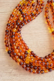 Amber Brown Lucite Bead Acrylic Chunky Multi Strand Statement Necklace - Alana