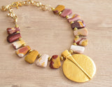 Yellow Red Pendant Statement Beaded Long Necklace - Ultimo