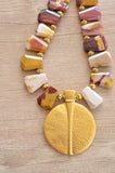 Yellow Red Pendant Statement Beaded Long Necklace - Ultimo