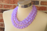 Lilac Purple Statement Lucite Beaded Chunky Multi Strand Necklace - Minnie