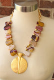 Yellow Red Pendant Statement Beaded Long Necklace - Ultimo