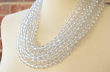 Clear Silver Glitter Acrylic Lucite Bead Chunky Multi Strand Statement Necklace - Alana