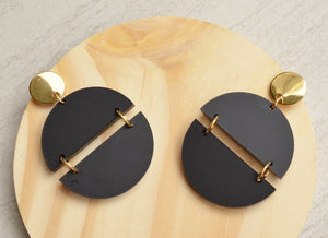 Black Matte Lucite Big Large Dangle Statement Earrings - Orville