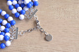 Blue White Acrylic Lucite Bead Chunky Multi Strand Statement Necklace - Alana