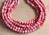 Red White Acrylic Lucite Bead Chunky Multi Strand Statement Necklace - Alana