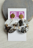 Black White Swirl Lucite Big Large Dangle Statement Earrings - Orville