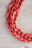 Red Gold Acrylic Bead Chunky Multi Strand Statement Necklace - Ava