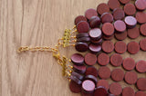 Brown Gold Wood Beaded Chunky Multi Strand Statement Necklace - Regan