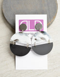 White Black Lucite Big Large Dangle Statement Earrings - Orville