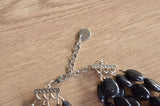 Black Lucite Acrylic Beaded Multi Strand Chunky Statement Necklace - Lauren
