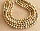 Gold Matte Acrylic Big Bead Chunky Lucite Statement Necklace - Alana