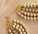 Gold Matte Acrylic Big Bead Chunky Lucite Statement Necklace - Alana