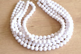 White Acrylic Big Bead Chunky Multi Strand Statement Necklace - Alana
