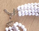 White Acrylic Big Bead Chunky Multi Strand Statement Necklace - Alana