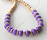 Purple Gold Faceted Jade Statement Long Bead Chunky Necklace - Bambina