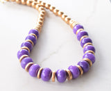 Purple Gold Faceted Jade Statement Long Bead Chunky Necklace - Bambina