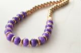 Purple Gold Faceted Jade Statement Long Bead Chunky Necklace - Bambina