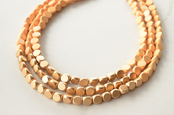 Yellow Gold Wood Beaded Chunky Statement Necklace - Lisa