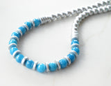 Blue Silver Statement Long Bead Chunky Jade Necklace - Mollie