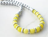 Yellow Silver Statement Long Bead Chunky Jade Necklace - Mollie