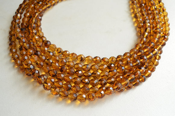 Brown Black Tortoise Shell Faceted Beaded Multi Strand Chunky Statement Necklace - Rebecca