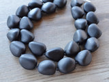 Black Matte Resin Bead Multi Strand Statement Necklace - Nikki