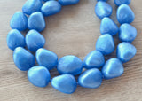 Blue Matte Resin Bead Multi Strand Statement Necklace - Nikki
