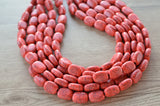 Pink Black Faux Howlite Lucite Beaded Multi Strand Chunky Statement Necklace - Lauren